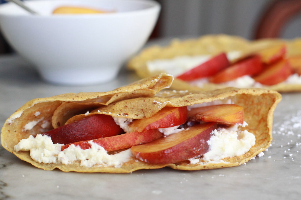 cinnamon crepes with peaches and cream www.girlontherange.com