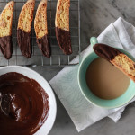 chocolate dipped almond biscotti and the great food blogger cookie swap
