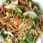 winter vegetable salad with creamy sesame dressing