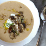 white bean soup with roasted mushrooms