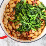baked butter beans with broccoli rabe and garlic