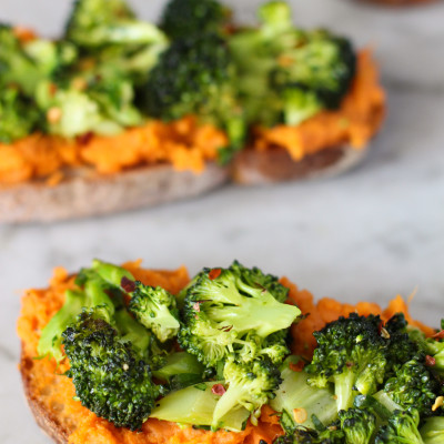 food on toast – roasted balsamic broccoli and sweet potato