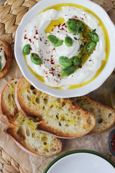 spiced labneh and fava beans