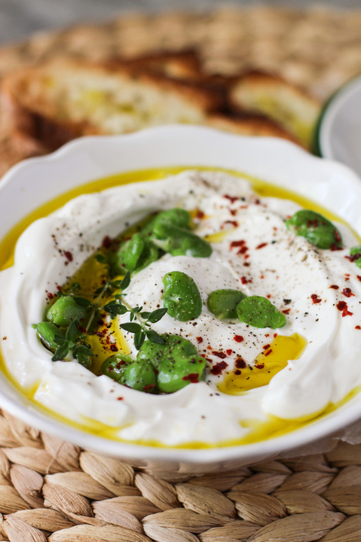 spiced labneh with fava beans www.girlontherange.com