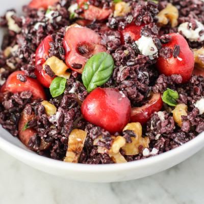 sweet bing cherry and black rice salad