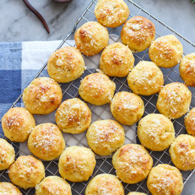 pumpkin gougeres with rosemary and sea salt
