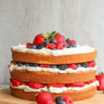 berry layer cake with vanilla buttercream frosting