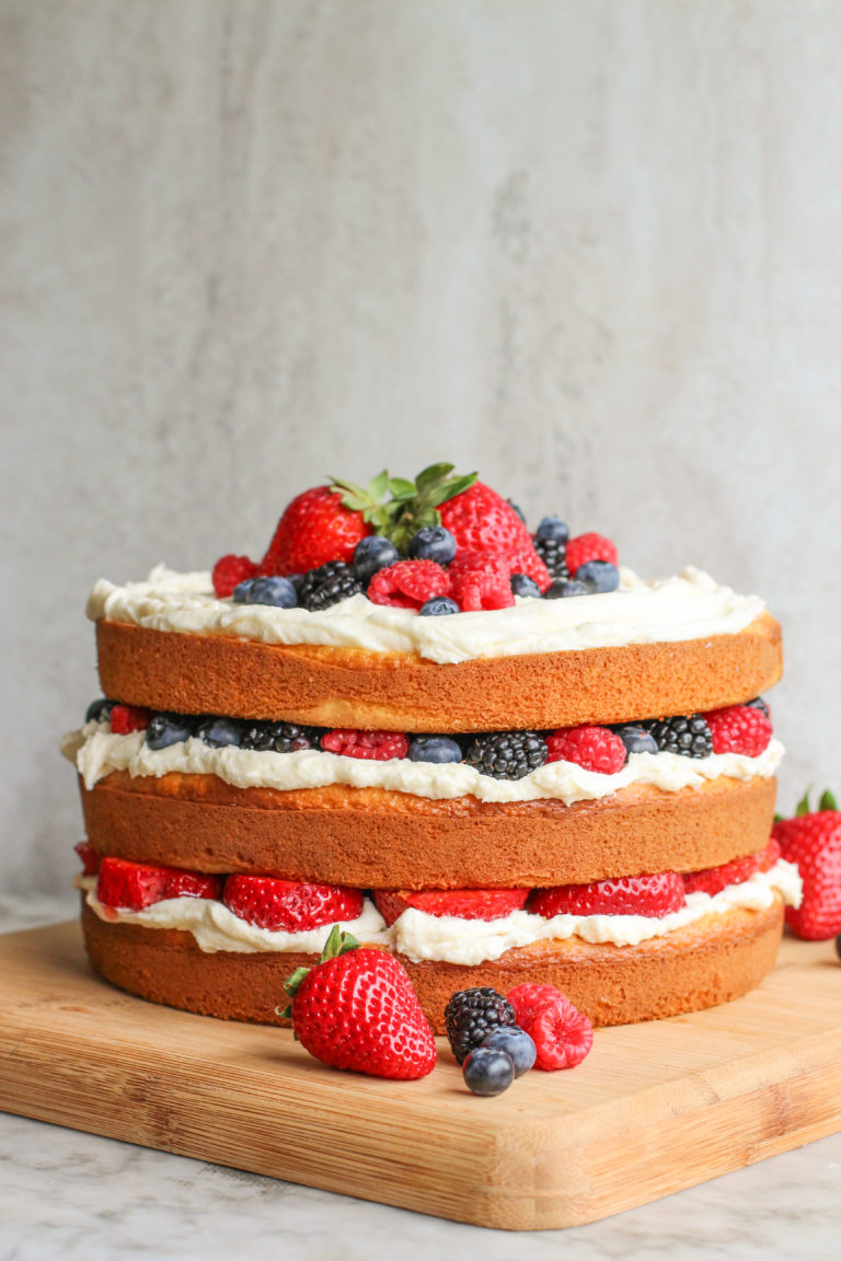 berry layer cake with vanilla buttercream frosting - Girl on the Range