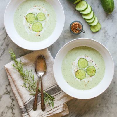 chilled cucumber, yogurt, and tarragon soup