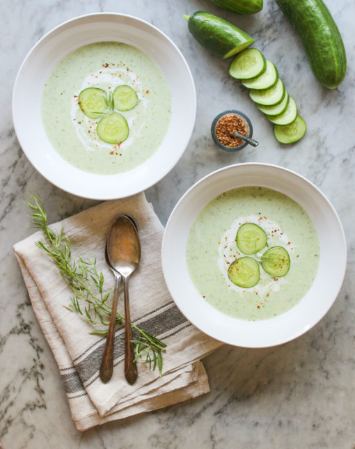 chilled cucumber, yogurt, and tarragon soup