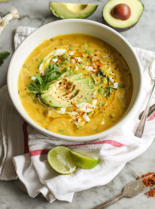 spicy red lentil and coconut soup