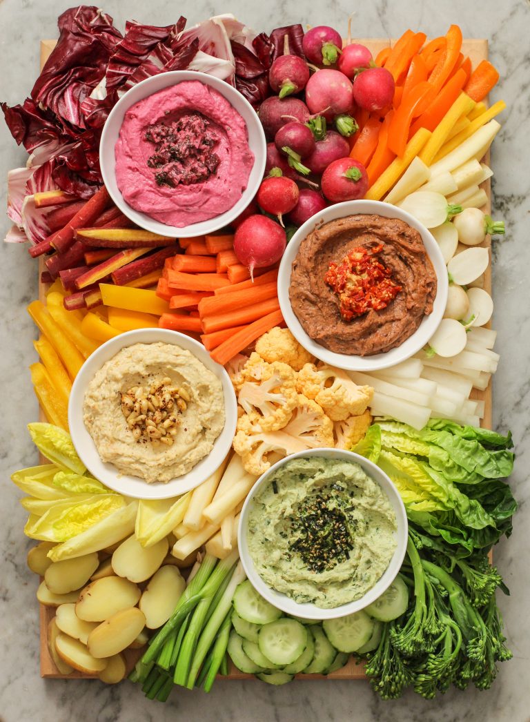 four types of hummus platter www.girlontherange.com