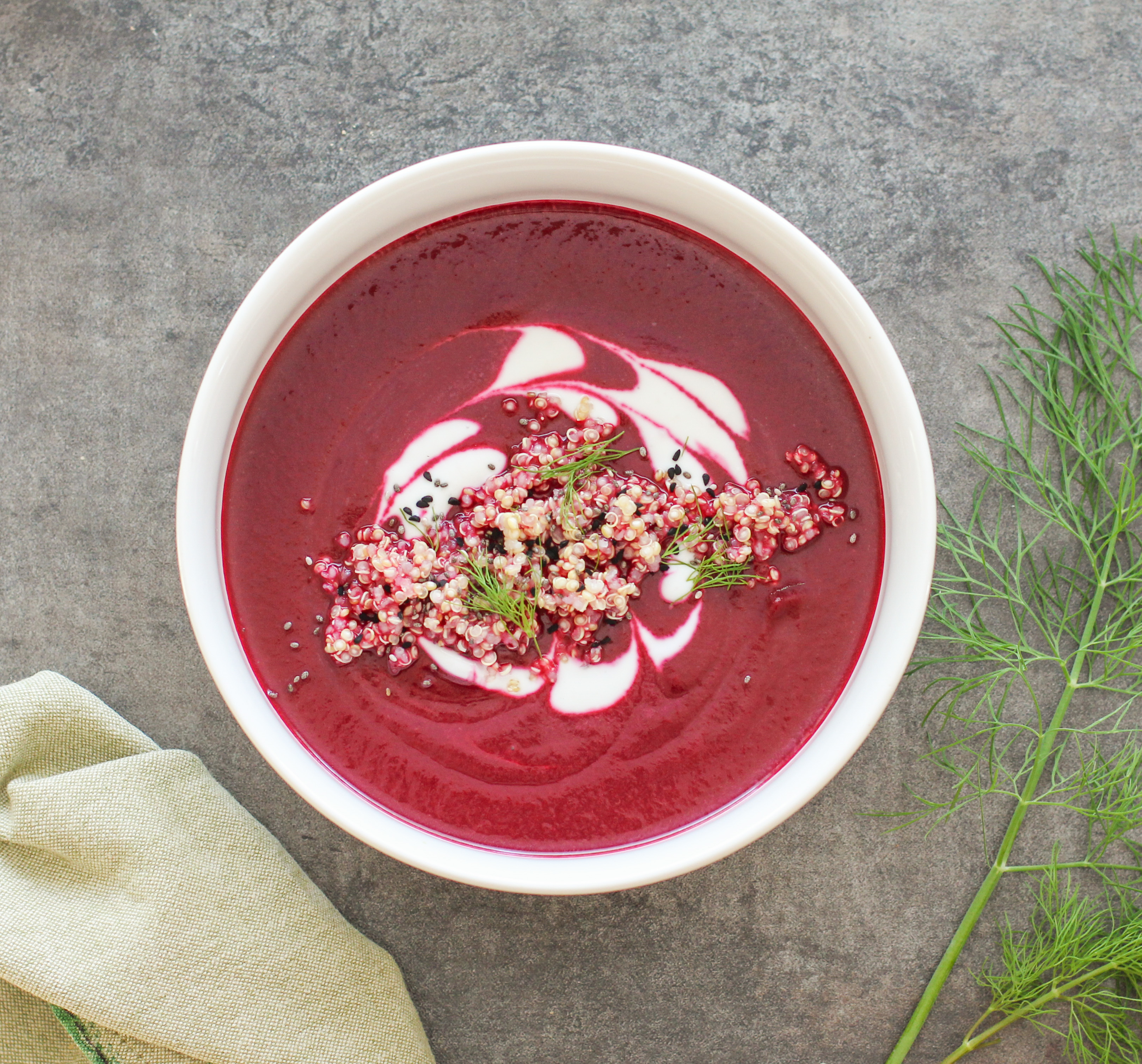 roasted red beet soup with toasted quinoa and dill - Girl on the Range