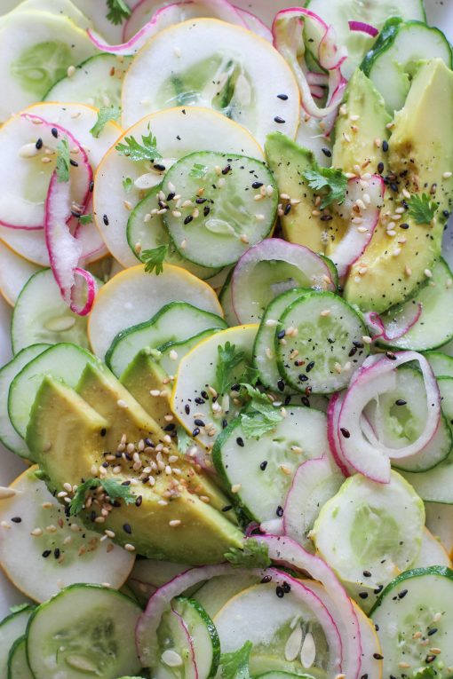 asian cucumber and pickled red onion salad