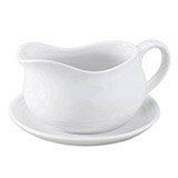 HIC-Hotel-Gravy-Sauce-Boat-with-Saucer-Stand,-Fine-White-Porcelain,-24-Ounces