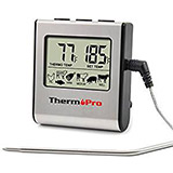 ThermoPro-TP-16-Large-LCD-Digital-Cooking-Food-Meat-Smoker-Oven-Kitchen-BBQ-Grill-Thermometer-Clock-Timer-with-Stainless-Steel-Tempera,-Standard