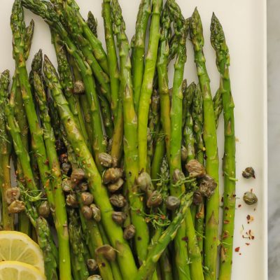 roasted asparagus with capers and lemon